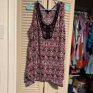 French Laundry Pink and Black Geometric Tank Top